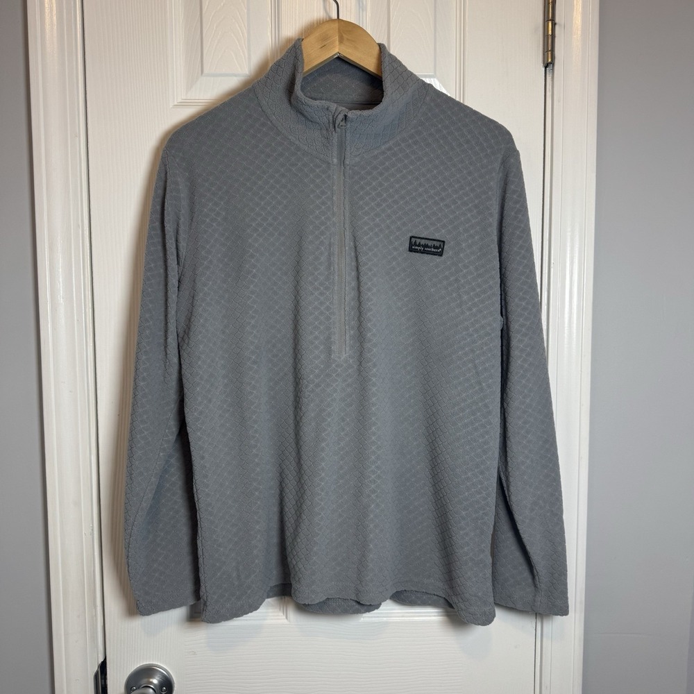 Simply Southern Sweatshirt Jacket Sweater Large  1/4 Zip Women's Gray Pullover‎